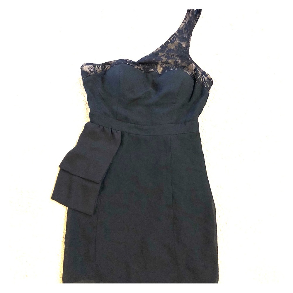 One shoulder black cocktail dress from Express
